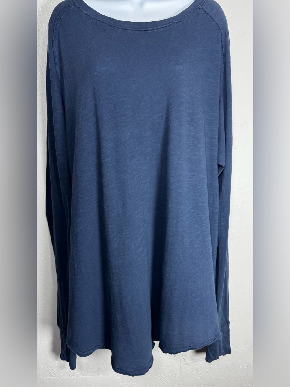 We The Free Oversized Navy Long Sleeve Tee Navy 100% Cotton Cozy Size Large